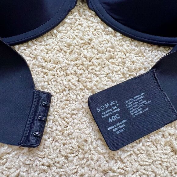 SOMA Vanishing 360 Perfect Coverage Bra Underwire Black Size 40C - Picture 6 of 6